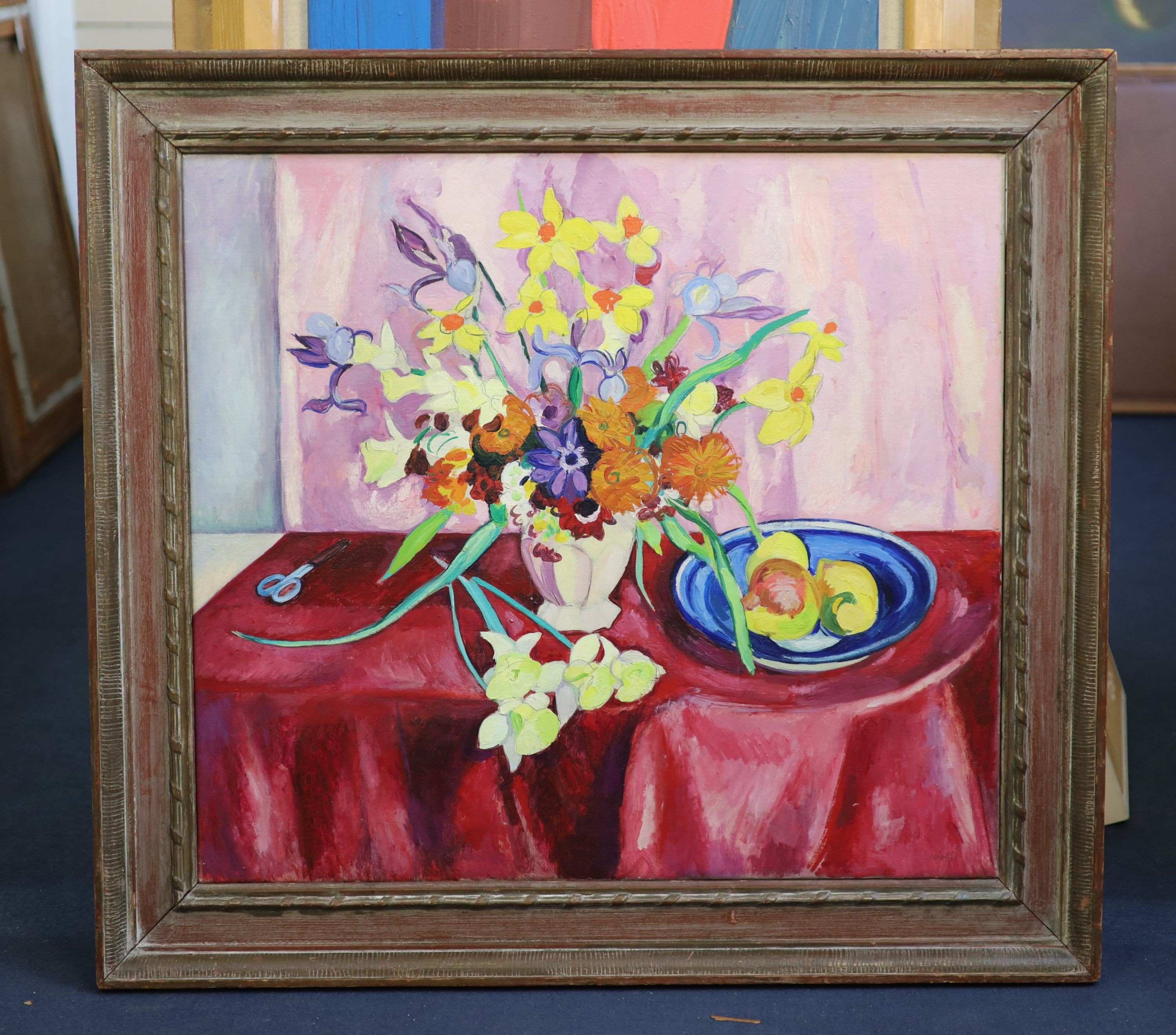 Edward Wolfe R.A. (1897-1982), Still life with narcissi, oil on canvas, 71 x 78cm.